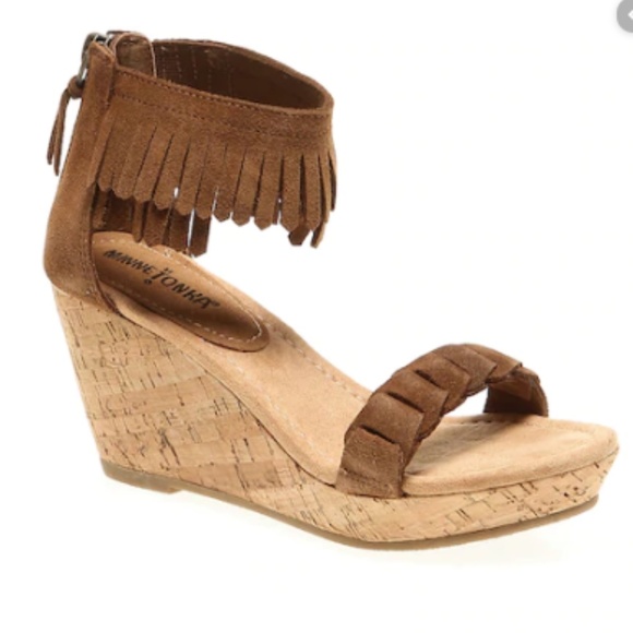 MINNETONKA Nicki 71305 Wo's 9 Brown Fringe Suede - Picture 2 of 8